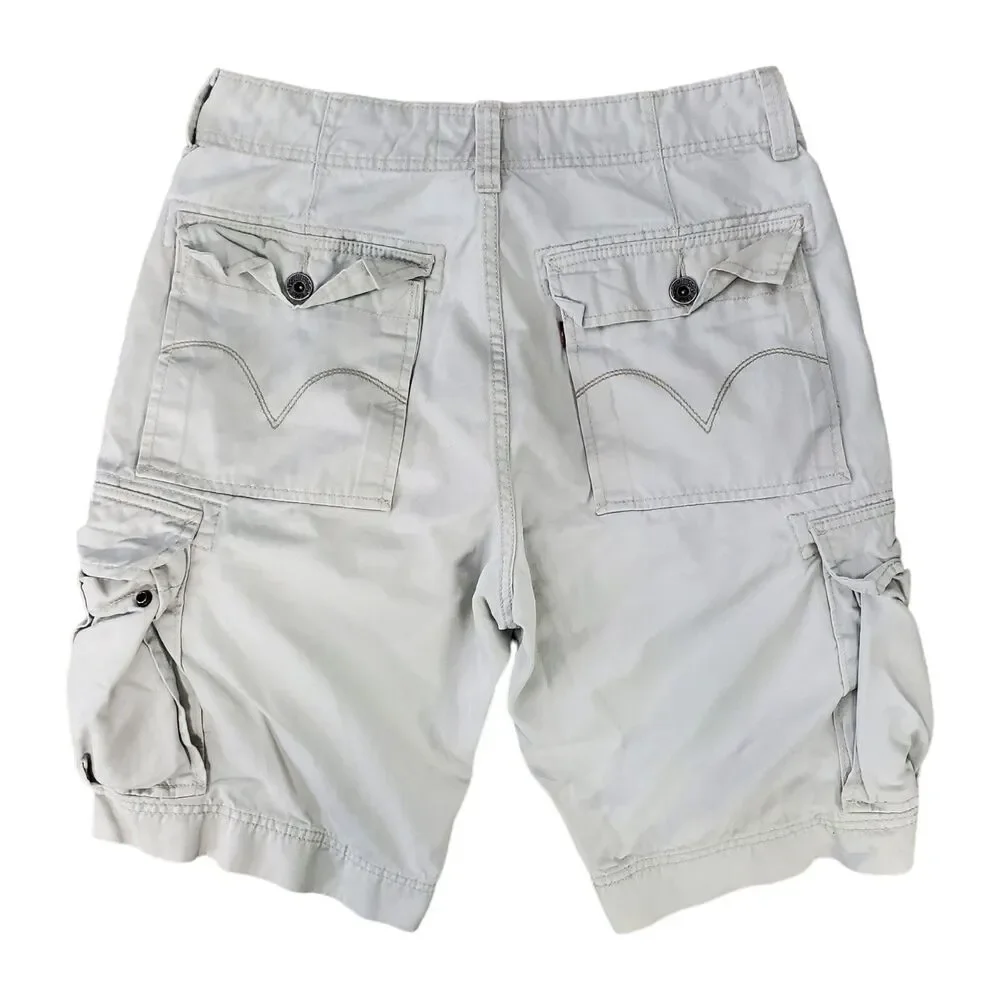 LEVI'S Shorts Mens 34 Beige Cargo Utility Flap Pockets Casual Outdoor Hiking